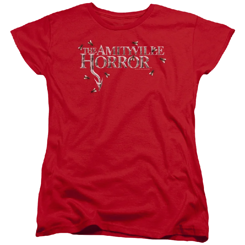 Amityville Horror Flies - Women's T-Shirt Beaded Sequined Faux Fur