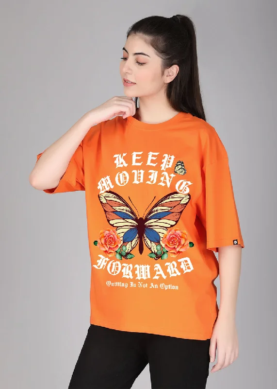 Keep Moving Women Oversized Printed T-Shirt Elegant Classic Vintage