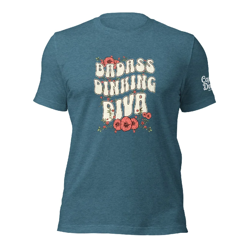 Badass Dinking Diva t-shirt Ribbed Striped Patterned