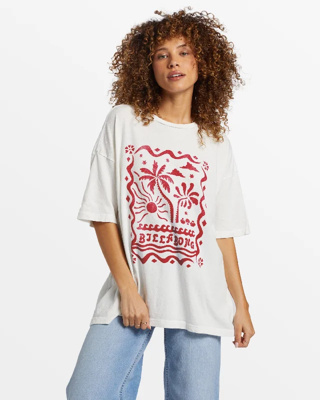 BILLABONG COASTAL TIDES OVERSIZED WOMENS TEE - SALT CRYSTAL WHITE Cotton Fabric Linen Fabric Terry Fabric BILLABONG COASTAL TIDES OVERSIZED WOMENS TEE - SALT CRYSTAL WHITE Cotton Fabric Linen Fabric Terry Fabric