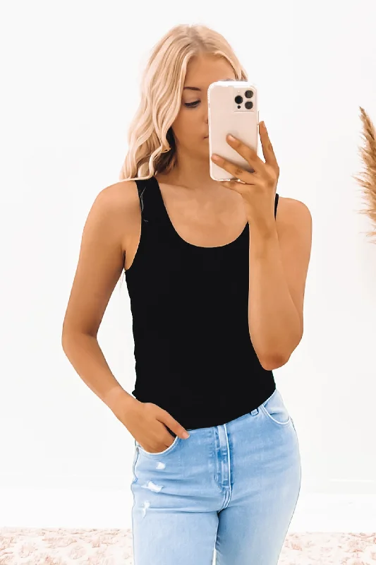 Classic Rib Tank Black strapless tank top