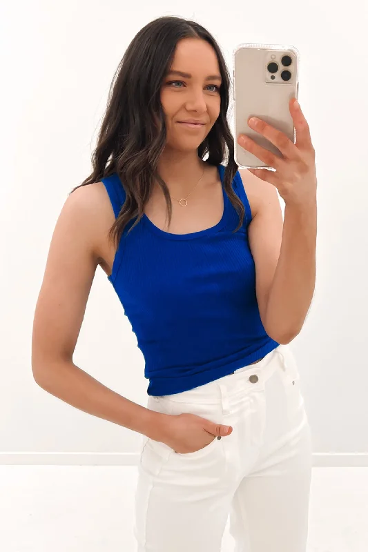 Classic Rib Tank Electric Blue casual tank top