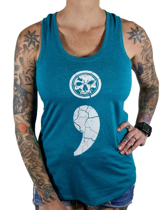 Semicolon Heathered Teal Racerback Tank flexible tank top