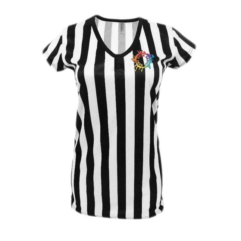 Mato & Hash Women's V-Neck Referee Shirt for Referee Uniforms or Costumes W/ Embroidery Cashmere Blend Cotton Blend Poly Blend