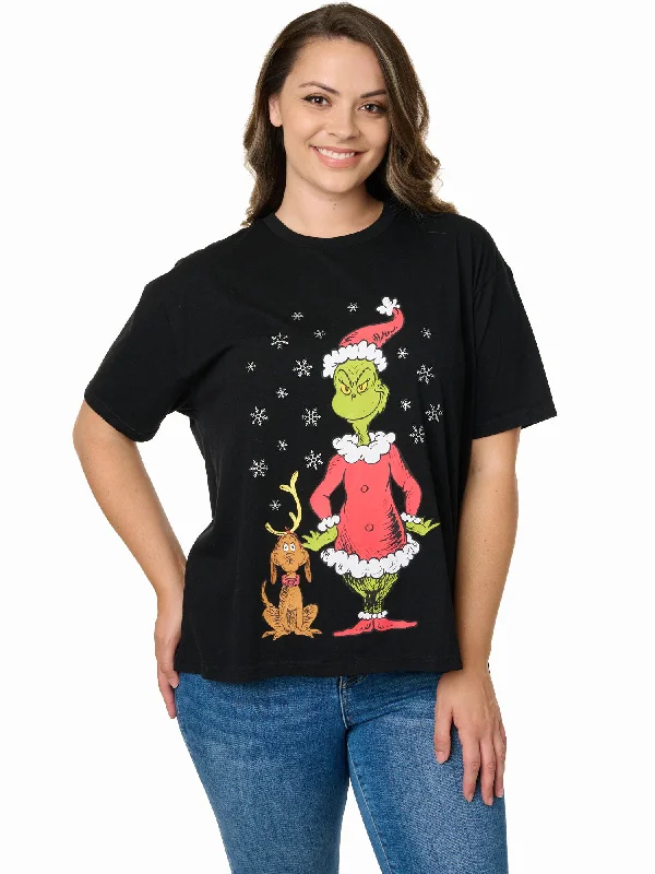 Dr. Seuss The Grinch & Max T-Shirt Women's Plus Size Christmas Cotton Fabric Linen Fabric Terry Fabric Dr. Seuss The Grinch & Max T-Shirt Women's Plus Size Christmas Cotton Fabric Linen Fabric Terry Fabric