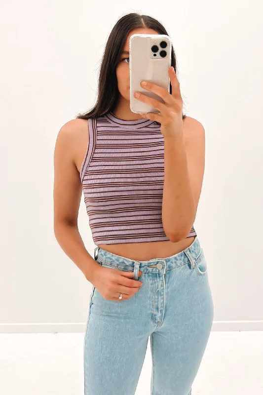 Erin Stripe Tank Purple strappy tank top