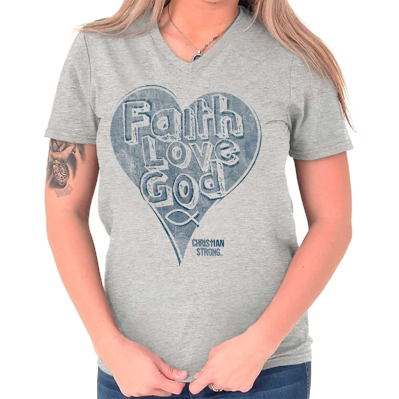 Faith Love God V-Neck T Shirt Zippered Front Buttoned Front Snap Front