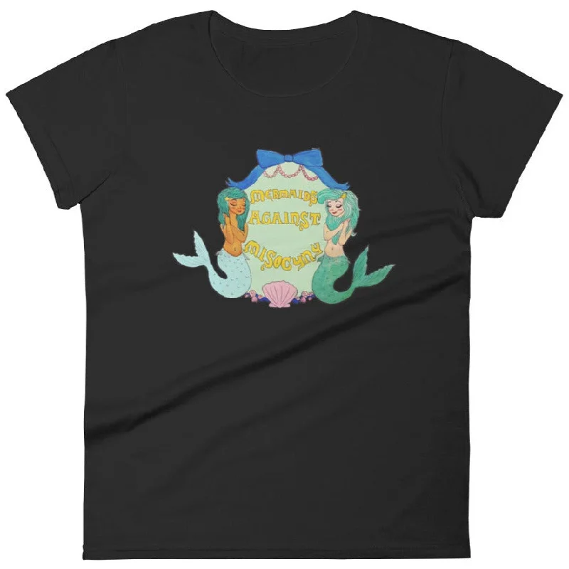 Mermaids Against Misogyny -- Women's T-Shirt Hooded Caped Shawl Collar