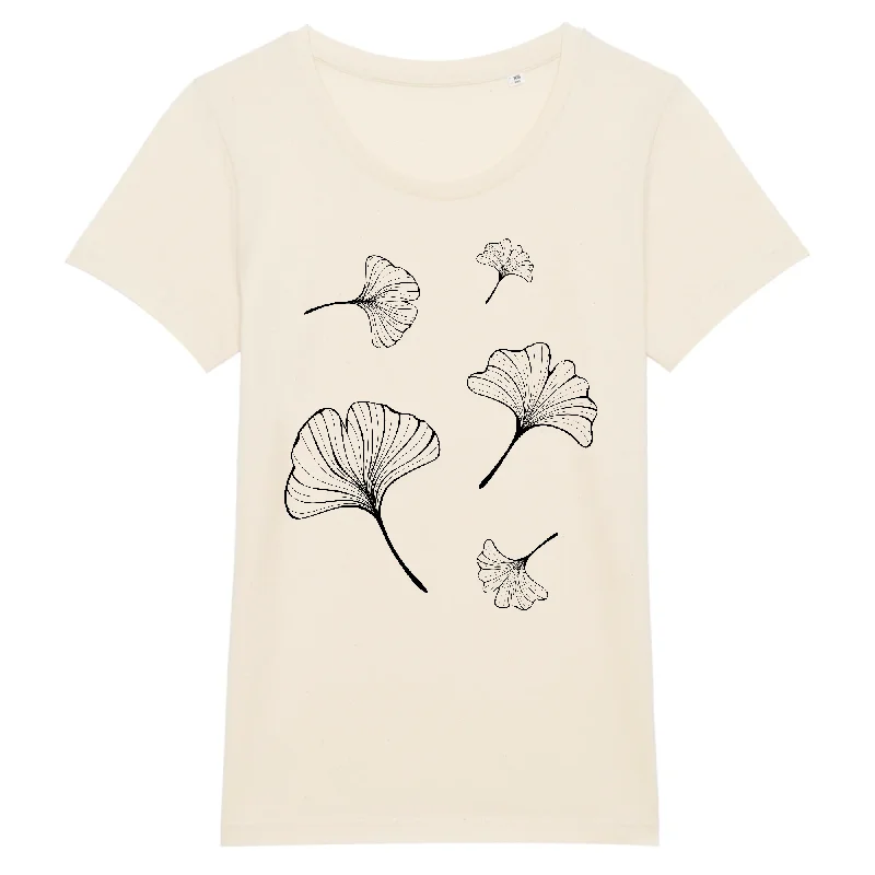 Ginko | T-shirt Femme 100% Coton BIO - EXPRESSER Collared Crew Neck Turtle Neck