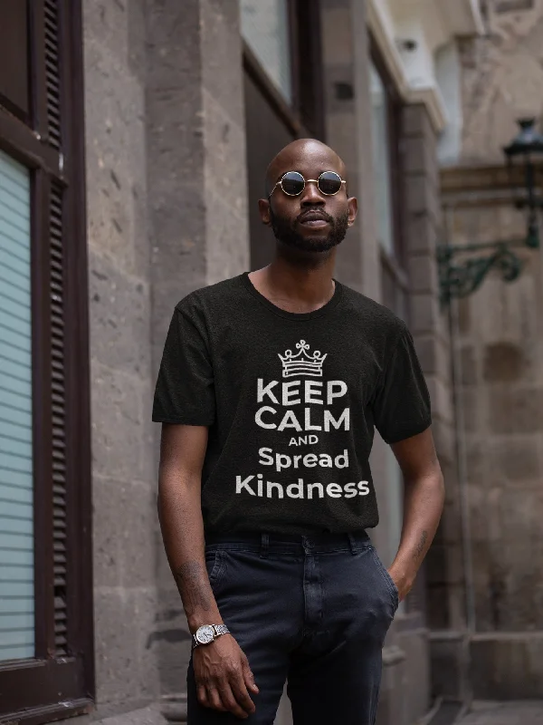 "KEEP CALM AND SPREAD KINDNESS" Preimum Organic Cotton Unisex T-Shirt Welt Pockets Slit Pockets Flap Pockets