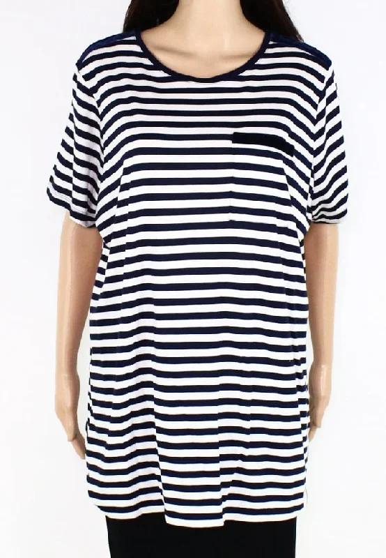 Lauren Ralph Lauren Womens Plus Striped Velvet Detail T-Shirt Fashionable Trendy Casual Lauren Ralph Lauren Womens Plus Striped Velvet Detail T-Shirt Fashionable Trendy Casual