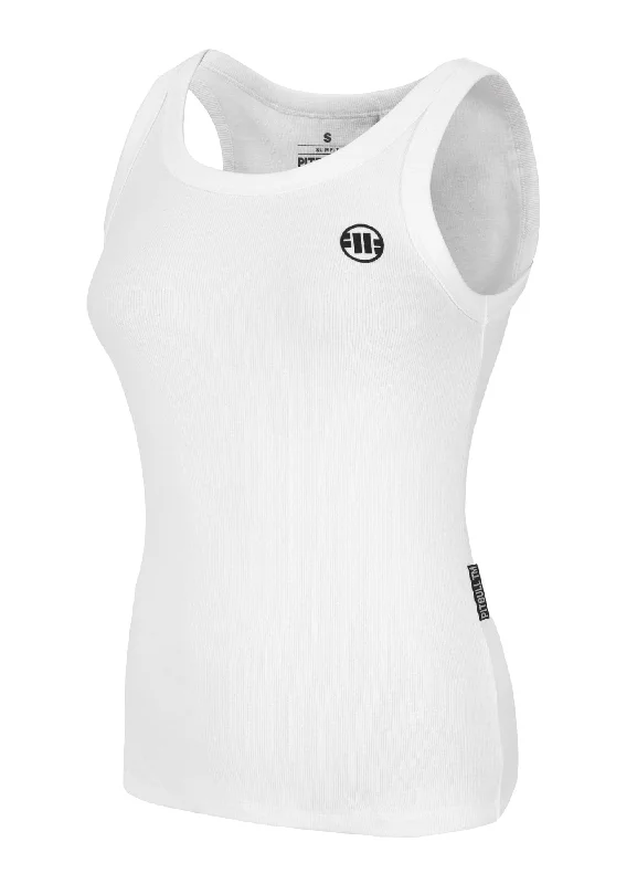 Women's Tank Top Rib Layla - White peekaboo tank top