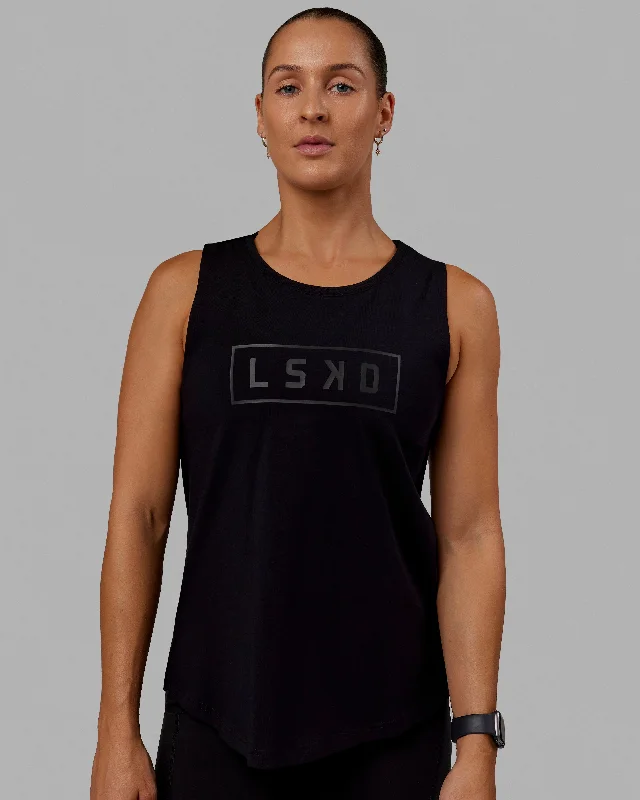 Luna FLXCotton Longline Tank - Black-Black cropped tank top