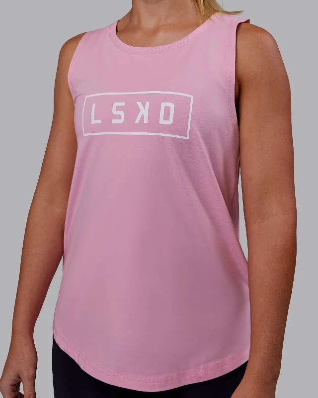 Luna FLXCotton Longline Tank - Bubblegum-White activewear tank top