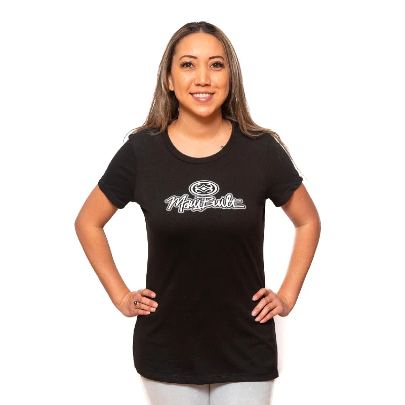 Maui Built Tag Logo Women's T-Shirt Embroidered Appliqued Beaded