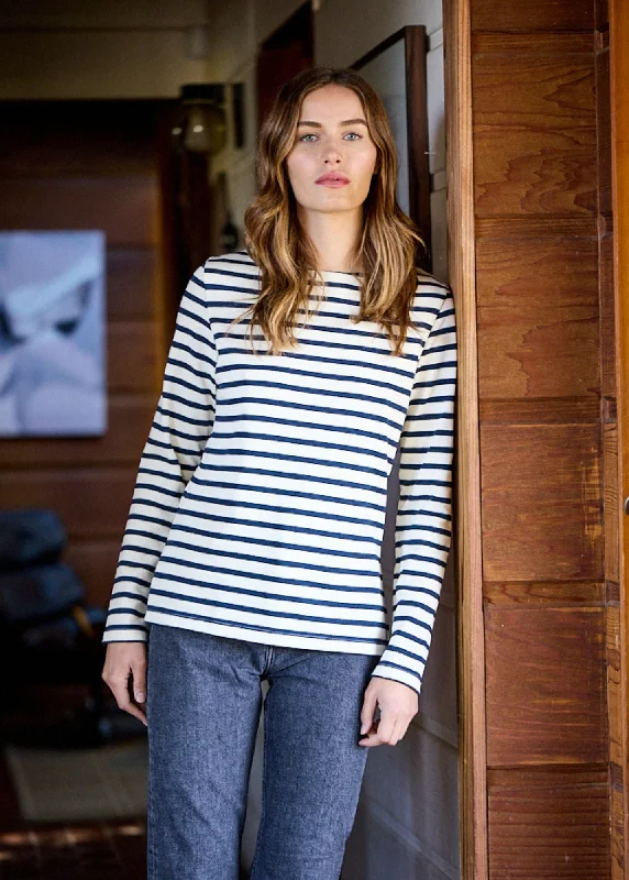 MERIDAME II - Authentic Breton Shirt | Heavyweight Cotton | Women Fit (ECRU / NAVY) Anti-Shrink Durable Soft