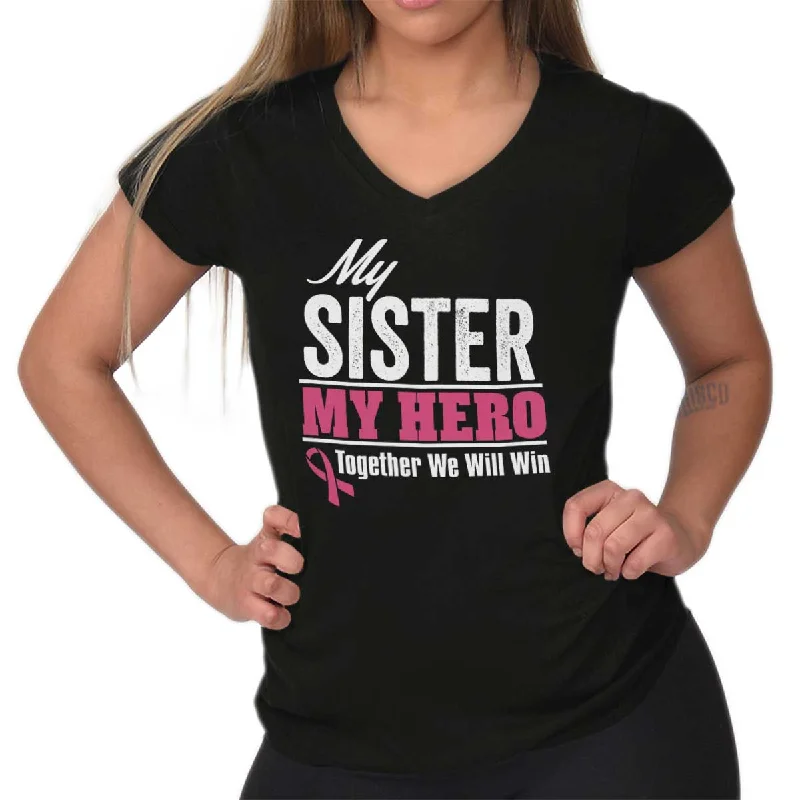 My Sister My Hero Junior Fit V-Neck T Shirt Front Pockets Side Pockets Patch Pockets