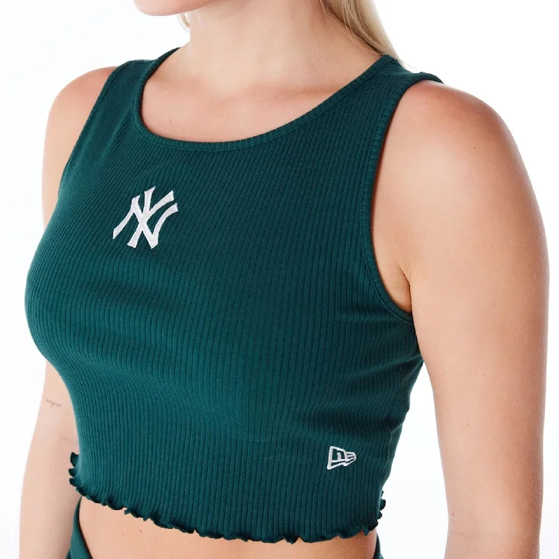 New York Yankees Womens MLB Rib Dark Green Crop Tank Top lightweight tank top