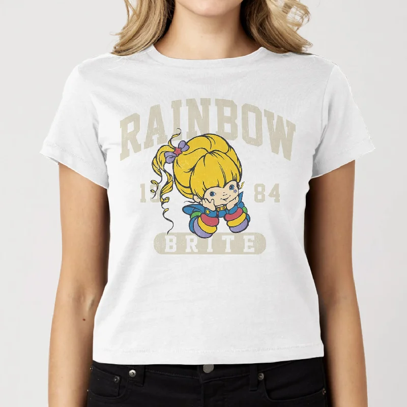 Rainbow Brite Collegiate Baby Tee Solid Color Striped Floral