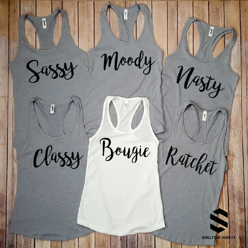 Savage Classy Bougie Rachet Bachelorette Party Racer Back Tank Tops ivory tank top