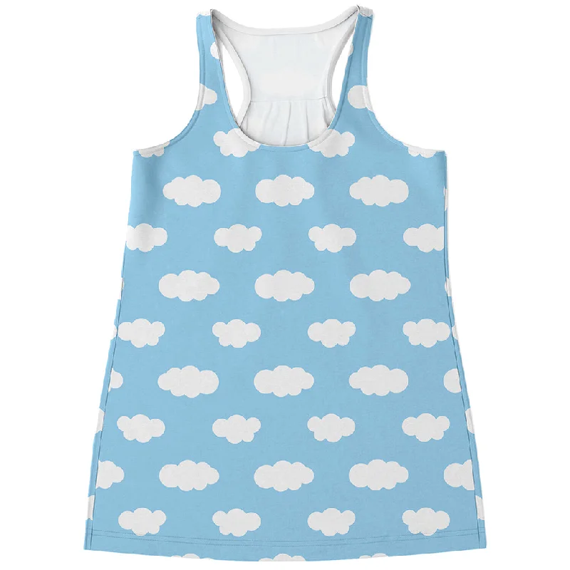 Sky Cloud Pattern Print Women's Racerback Tank Top sexy tank top