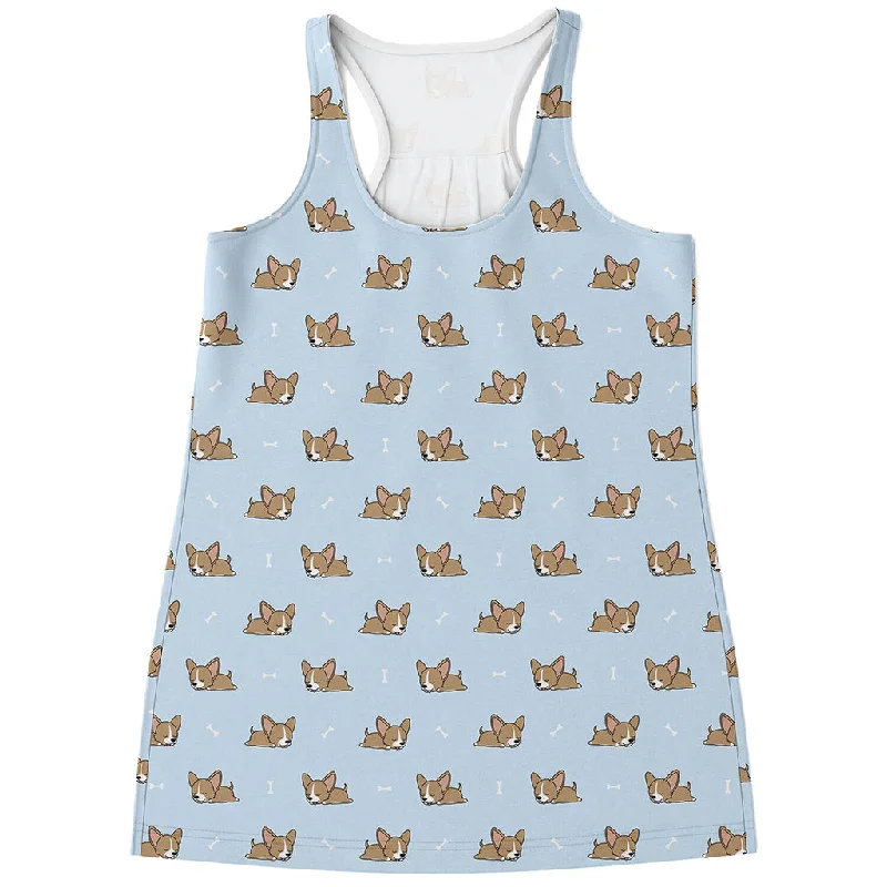 Sleeping Chihuahua Pattern Print Women's Racerback Tank Top soft tank top