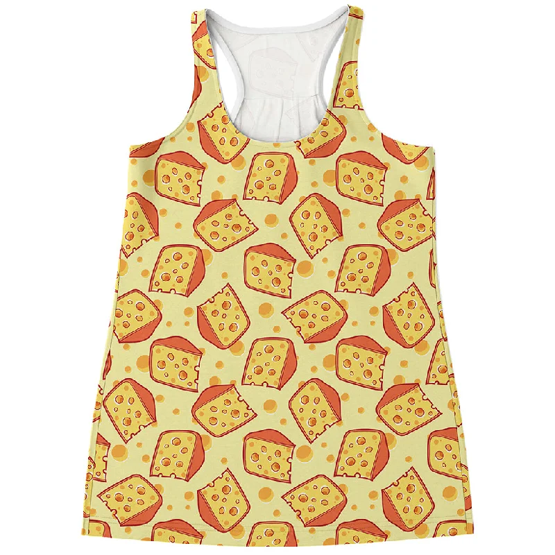 Slice Of Cheese Pattern Print Women's Racerback Tank Top print tank top