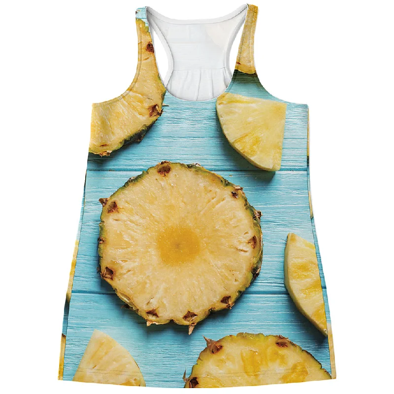 Sliced Pineapple Print Women's Racerback Tank Top tie dye tank