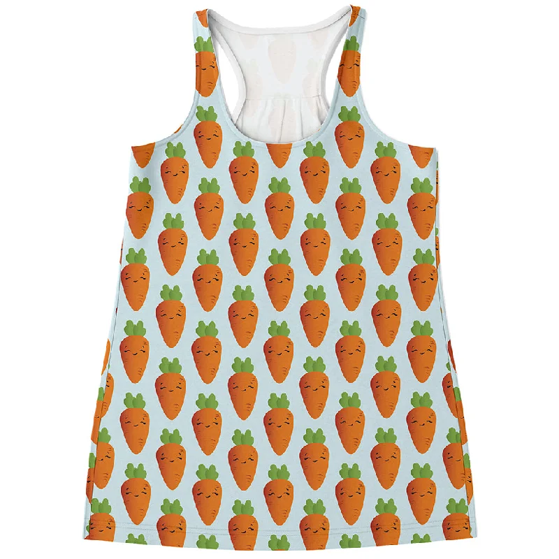 Smiling Carrot Pattern Print Women's Racerback Tank Top sequin tank top