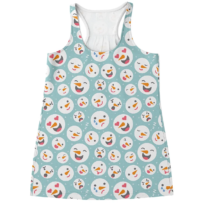 Snowman Emoji Pattern Print Women's Racerback Tank Top layering tank top