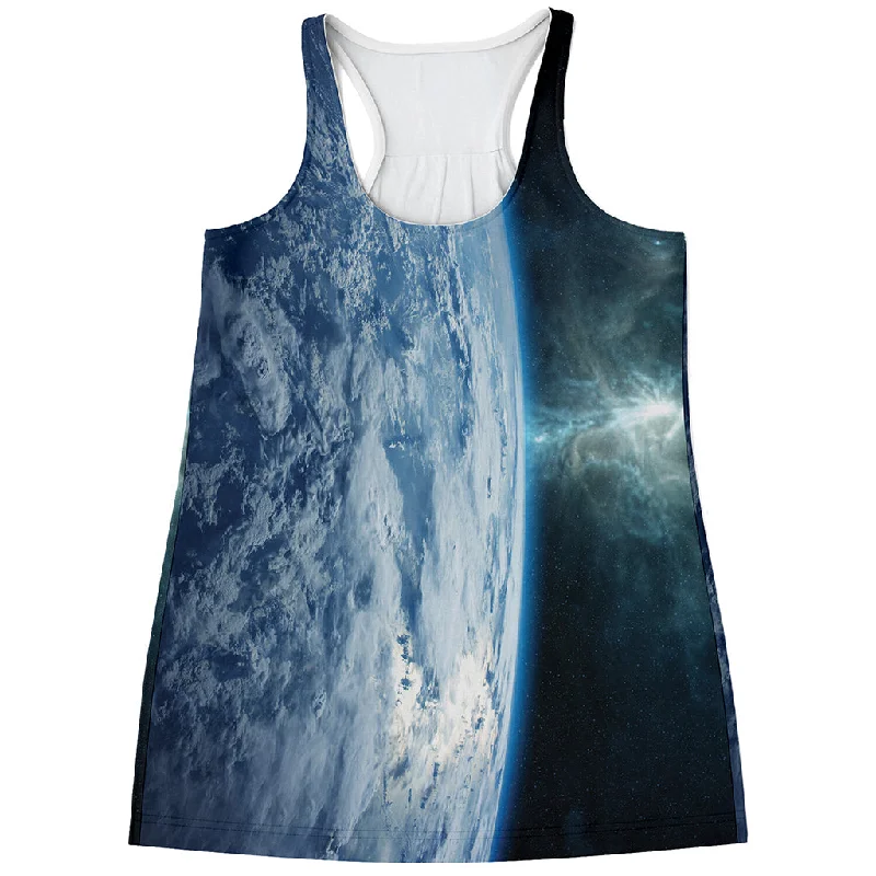 Space And Earth Print Women's Racerback Tank Top cotton tank top