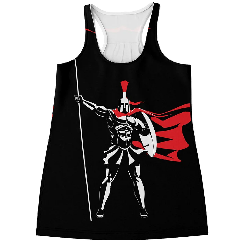 Spartan Warrior Print Women's Racerback Tank Top silver tank top