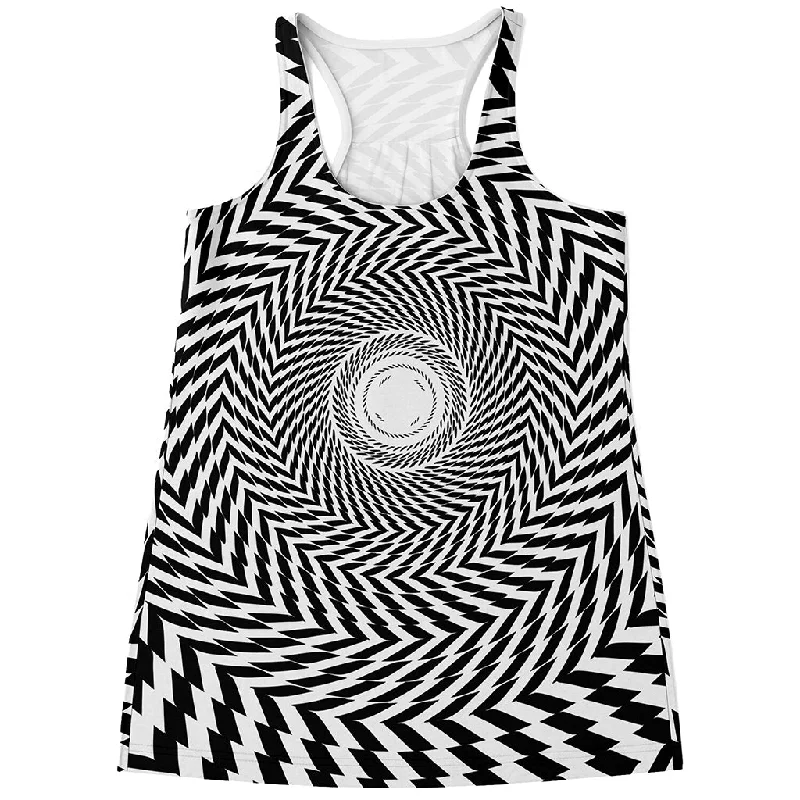 Spiral Illusory Motion Print Women's Racerback Tank Top sage tank top