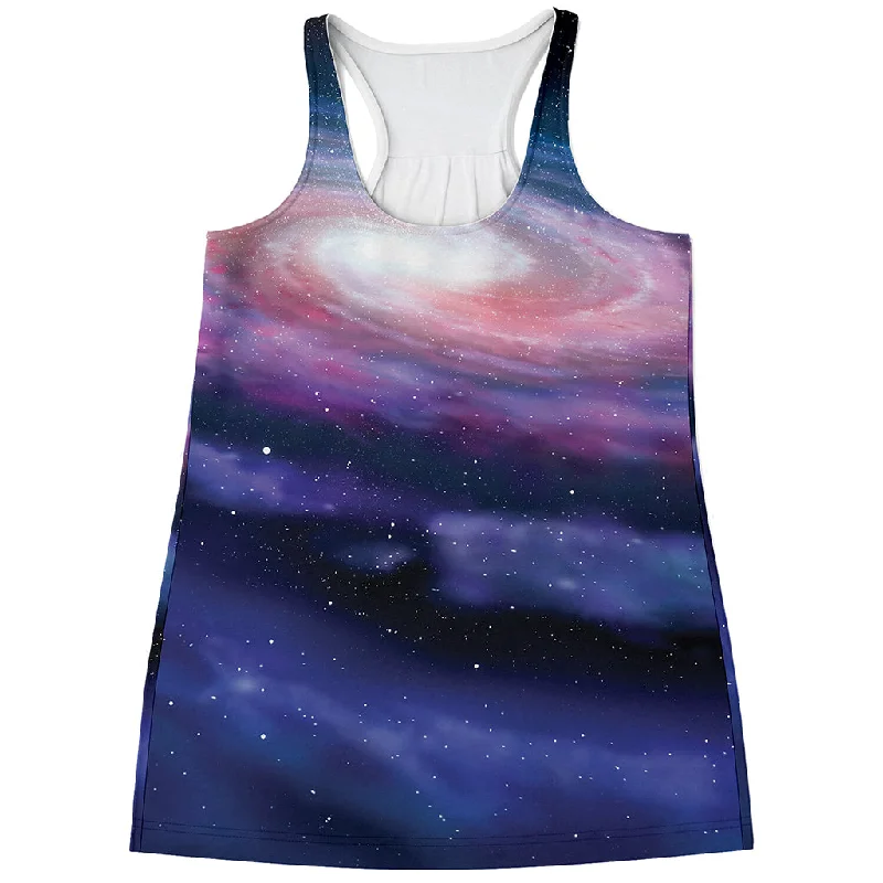 Spiral Milky Way Print Women's Racerback Tank Top lemon yellow tank