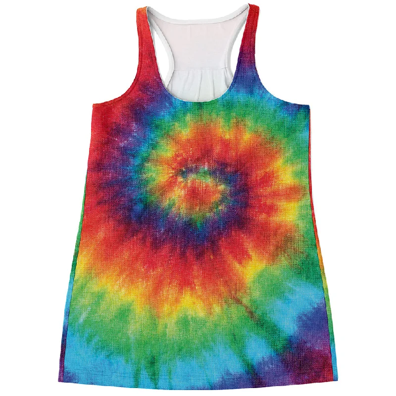 Spiral Tie Dye Print Women's Racerback Tank Top playful tank top