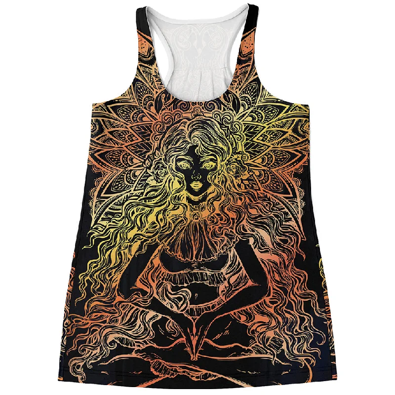 Spiritual Girl Mandala Print Women's Racerback Tank Top graphic tank top