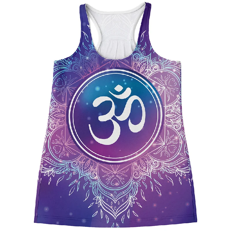 Spiritual Om Mandala Print Women's Racerback Tank Top crossback tank top