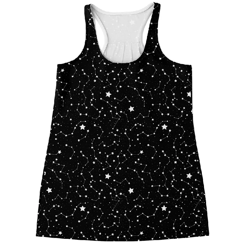 Star Constellations Pattern Print Women's Racerback Tank Top slim fit tank