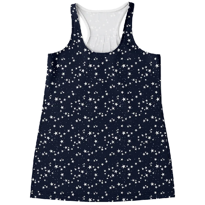 Star Sky Pattern Print Women's Racerback Tank Top rhinestone tank top