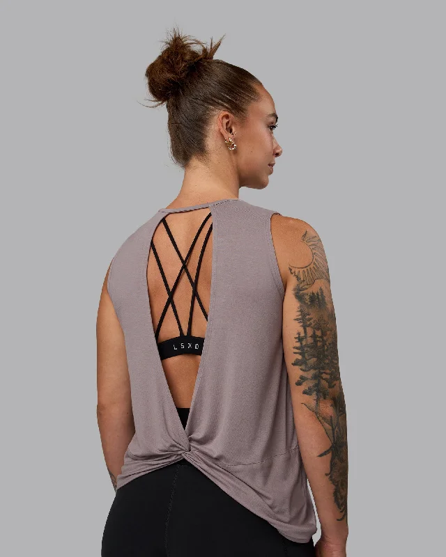 Swivel Open Back Tank - Greyish Purple athletic tank top