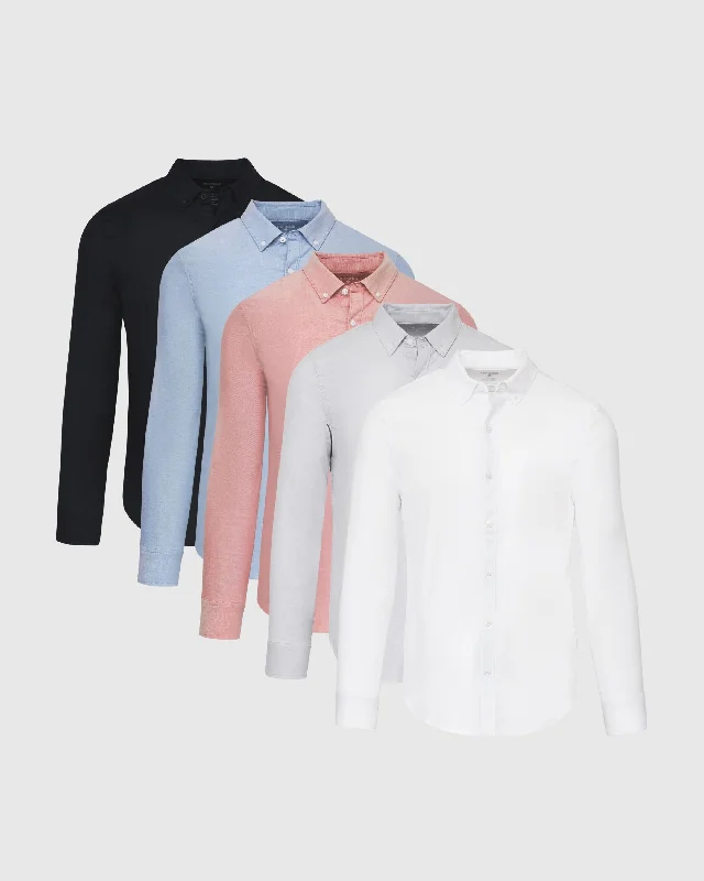 The Weekday Stretch Oxford Shirt 5-Pack Collared T-Shirt Boat Neck A-Line