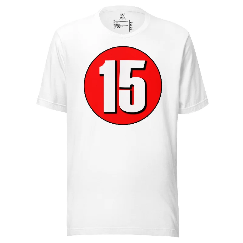 Unisex t-shirt: White on Red 15 Graphic T-Shirt Round Neck Polyester