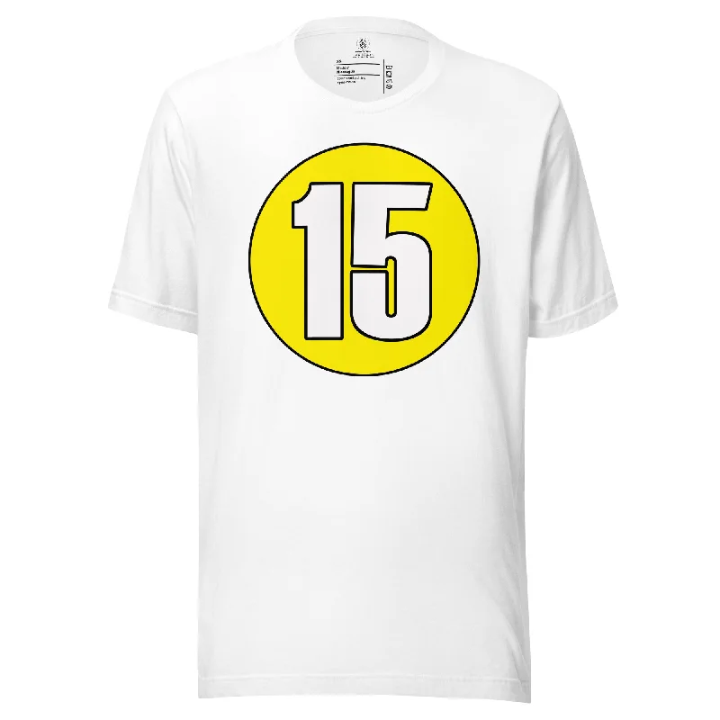 Unisex t-shirt: White on Yellow 15 Mesh Fabric Canvas Fabric Denim Fabric