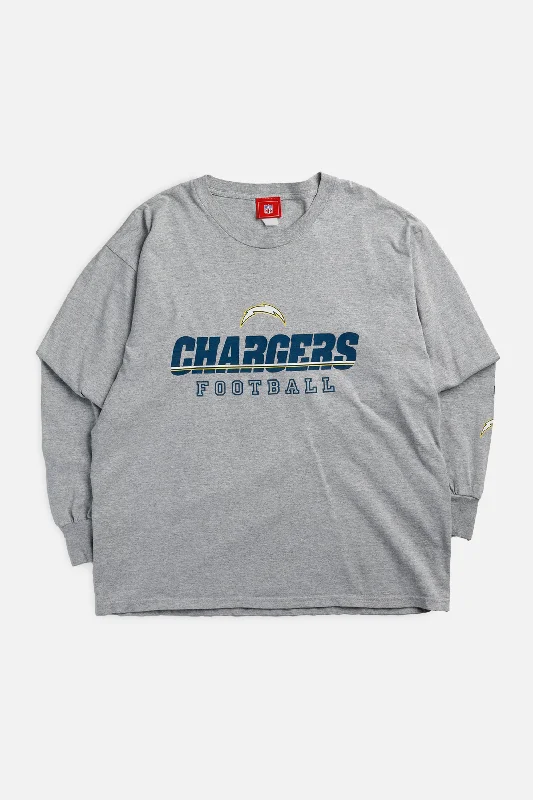 Vintage LA Chargers NFL Long Sleeve Tee - L Mesh Fabric Canvas Fabric Denim Fabric