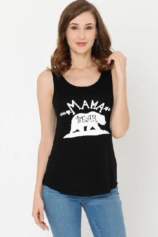 Womens Mama Bear Tank Top | Graphic Print Plus Shirt stretchy tank top