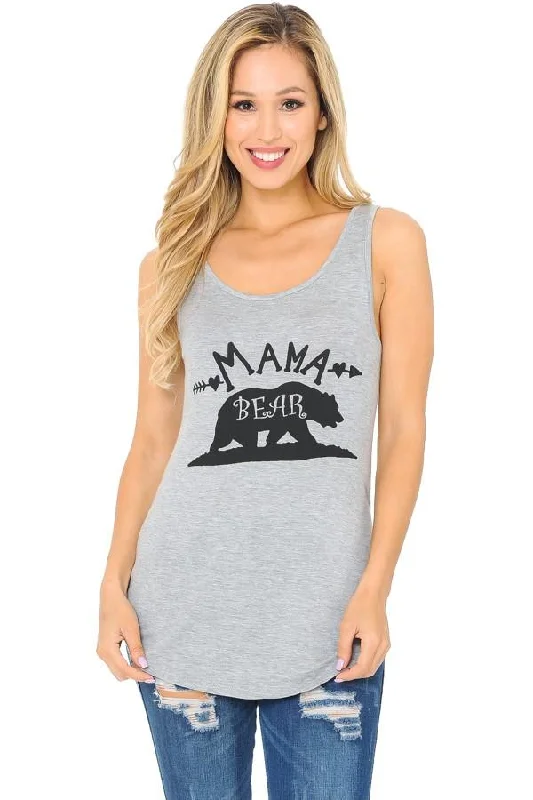 Womens Mama Bear Tank Top | Graphic Print Shirt cozy tank top