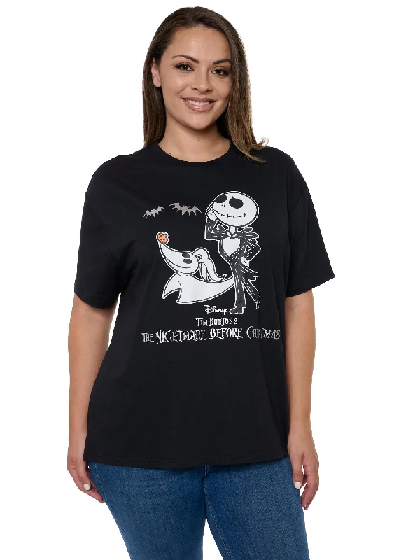 Women's Plus Disney Nightmare Before Christmas Jack Skellington T-Shirt Black Hooded Caped Shawl Collar