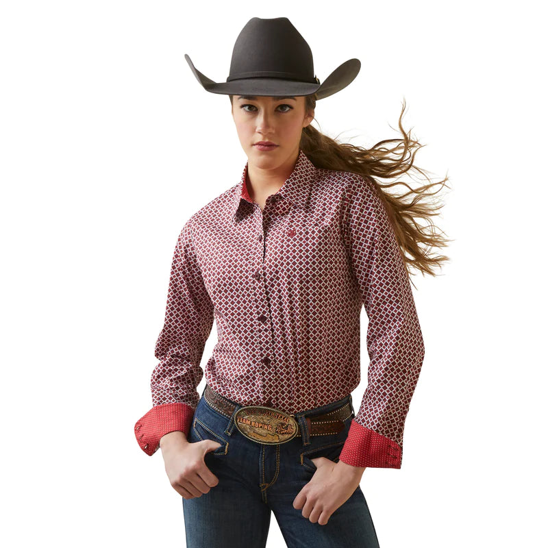 Womens Wrinkle Resistant R.E.A.L Kirby Shirt | Raleigh Geo Front Pockets Side Pockets Patch Pockets