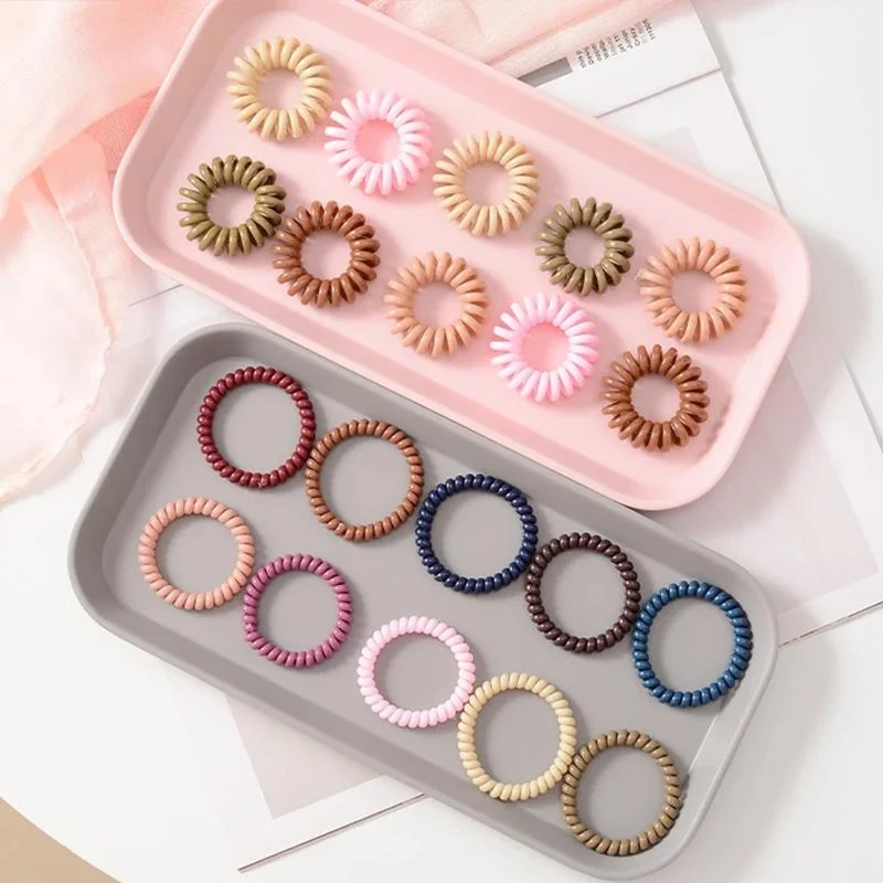 10pcs/box Korean Phone Line Hair Tie Girl Candy Color Headdress Seamless Thin Rubber Band Phone Ring Head Rope Ponytail Rope Girls Hair Ribbons Tunics Custom made