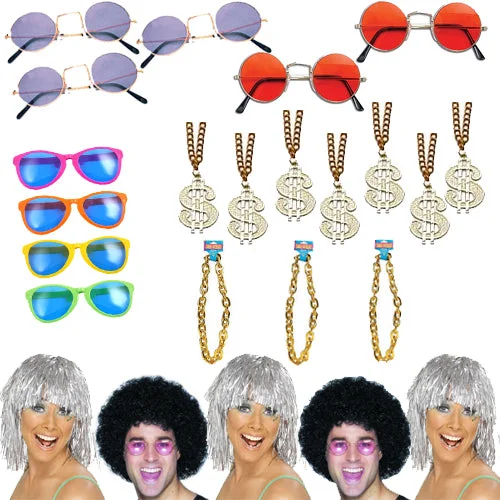 1970s Fancy Dress Pack For 10 People Boat Neckline Classic